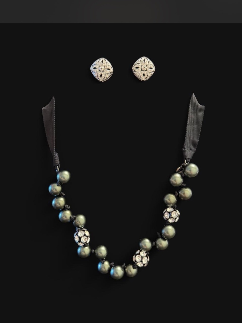 Elegant Necklace and earrings set with Crystal Accents - Women's Jewelry